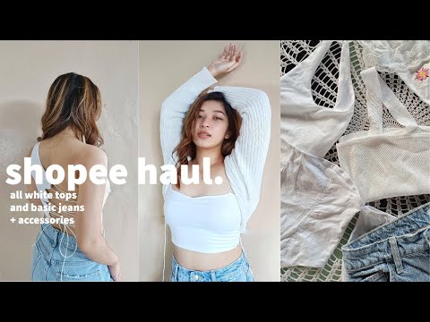 BASIC WHITE TOPS & JEANS SHOPEE HAUL 🤍 | Roselle Angeles