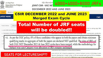 💥✨"Seats for JRF alone will be increased" - CSIR UGC NET December 2022  and June 2023 merged exam !!