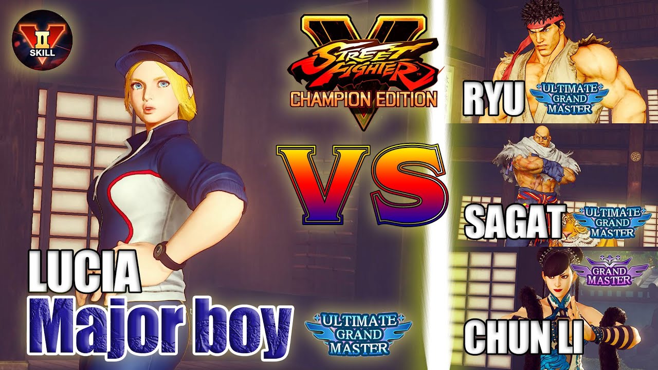 SFV CE 👊🏻 Major boy (Lucia) vs John Takeuchi (Ryu) & Tsune (Sagat) & Uncle rubber (Chun Li) VSkill2