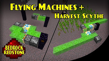 Flying Machine & Scythe Harvester | Minecraft Bedrock Redstone Tutorial | MCPE XBOX PS