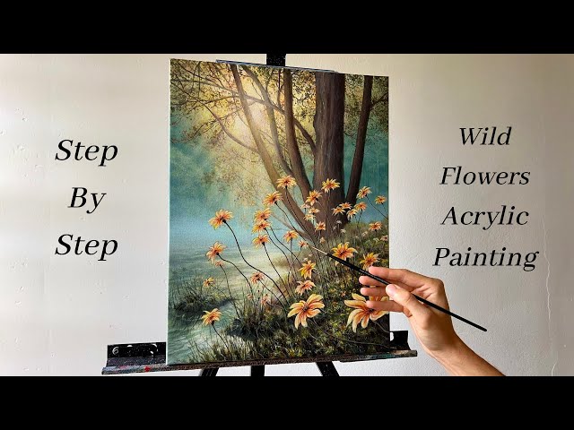 Simple Painting In Acrylic Spring Wildflowers 🌼🌺 Live Stream