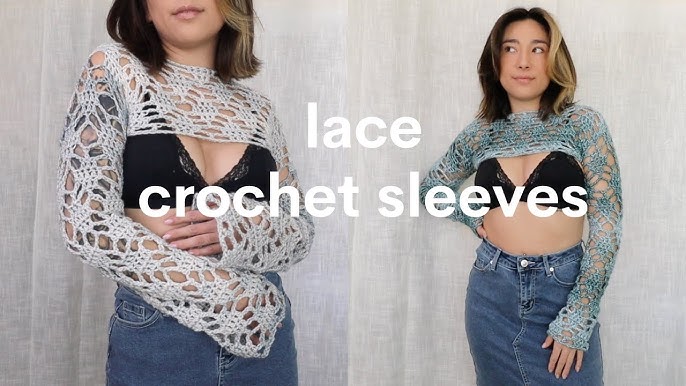 DIY Crochet Long Sleeve Lace Crop Top Tutorial // How To Crochet A Long Sleeve  Crop Top 