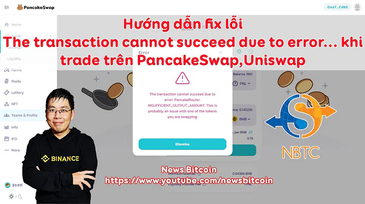 Hướng dẫn fix lỗi The transaction cannot succeed due to error... khi trade trên PancakeSwap,Uniswap