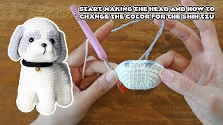 Start Making The Head And How To Change The Color For Crochet Shih Tzu