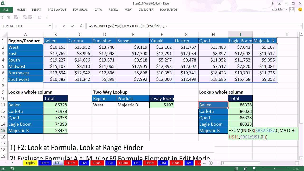 Highline Excel 13 Class Video 27 How To Track Down Excel Formula Errors 16 Examples Youtube