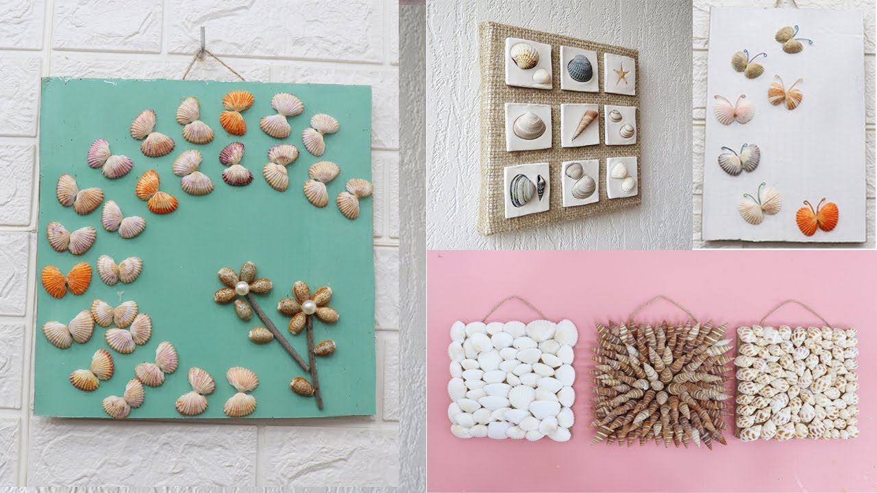 Seashell wall art, Seashell wall hanging