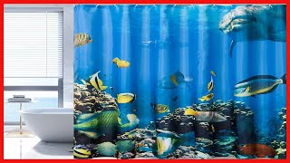 CHUN YI Ocean Shower Curtain Liner, 72" W x 72" H Sea Theme Shower Curtain with 12 Hooks