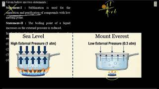 Statement-I Sublimation Is Used For The Separation And Purification Of Compounds With Low Meltin