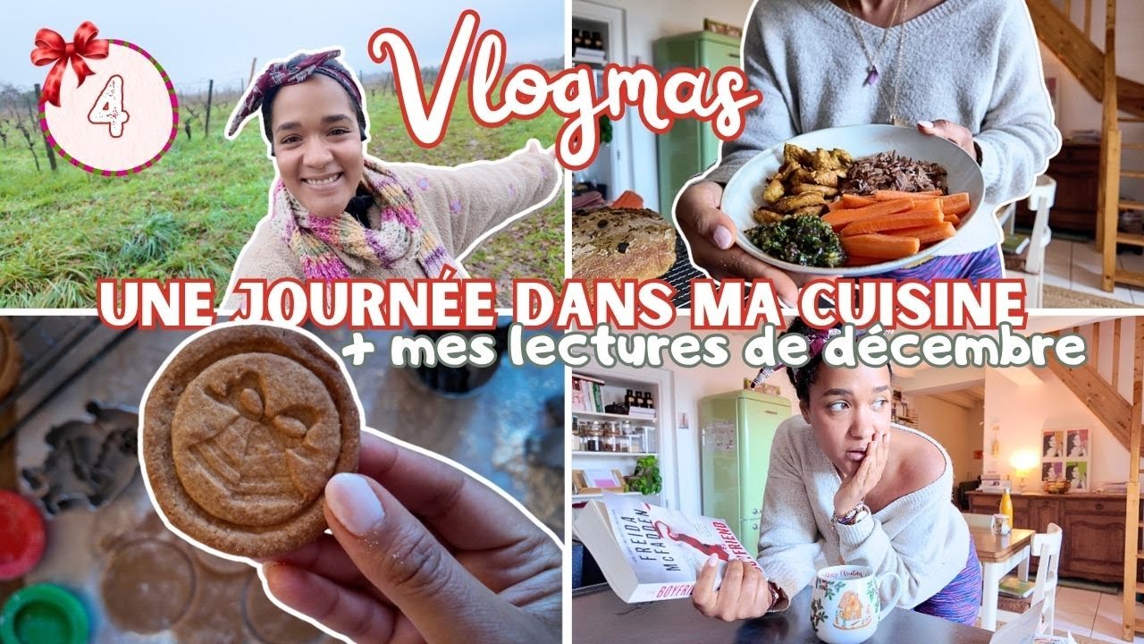 🌲 VLOGMAS #4 | Dans ma cuisine👩🏽‍🍳 pain au levain, lunch express, goûter cosy & pile à lire du mois