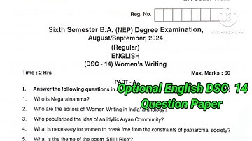 BA 6th sem Optional English DSC 14 Question Paper 2024 | #rcub  #shorts