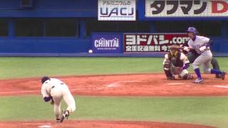 ＜ドラフト2016 中日ドラゴンズ１位指名＞柳裕也（明大）投手：２０１５東京六大学春季リーグ東大１回戦３回表の投球