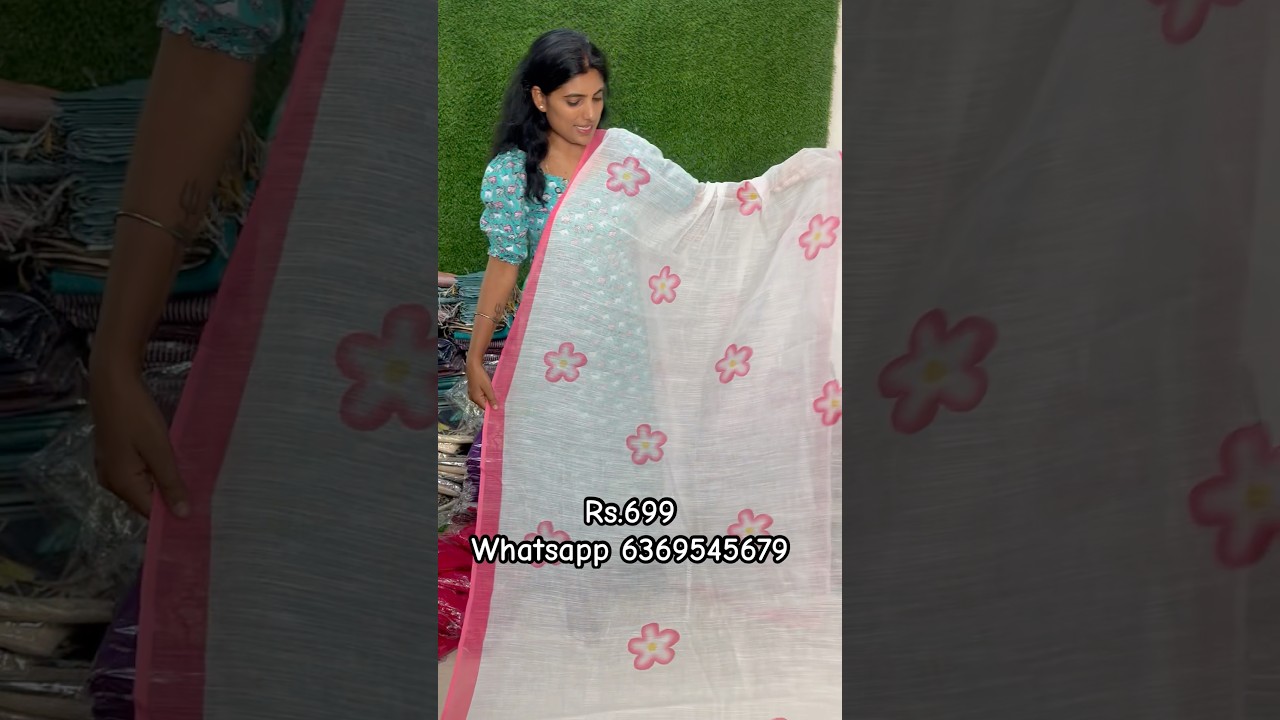 🌸 NEW! FLORAL LINEN COTTON SAREE 🌸 Fresh • Light • Everyday Charm 💖 @ ₹699 | Code: PL092
