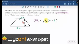 Find the missing height of the trapezoid given the length of the bases and the area