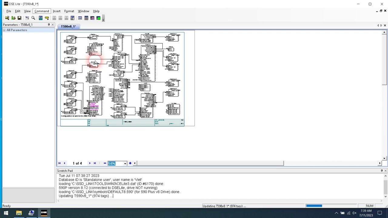 Upload parameter DC 590 Parker with DSELite