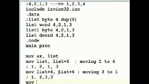 MASM Programming Tutorial Rearrange an array Lec 25