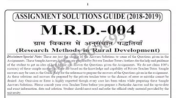 IGNOU MRD-004 solved assignment 2018-19