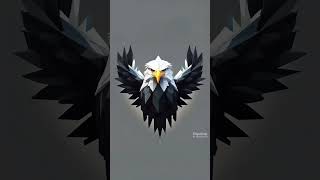 2 dimensional, vector, low poly, white eagle icon, black background, cgsociety, artstation
