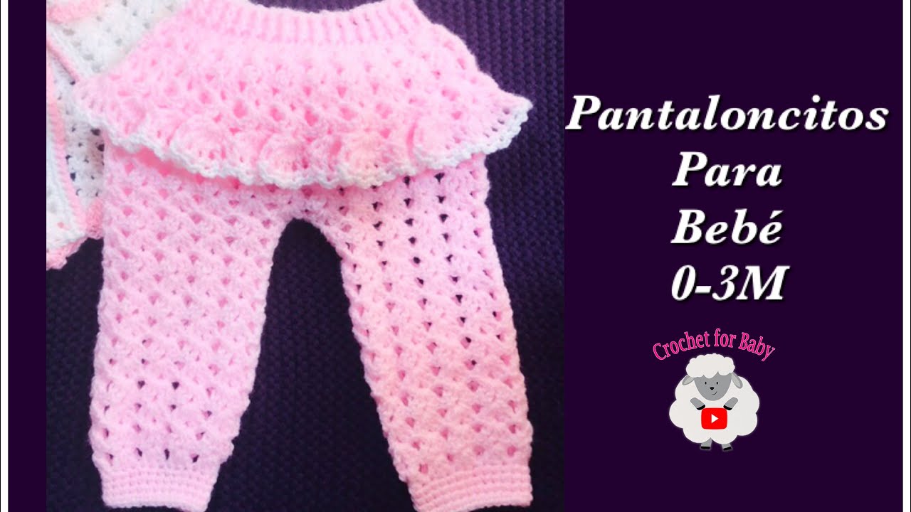 Ajuar para niñas: Como tejer a crochet pantalón o leggings para bebé 0-6M for Baby #185 - YouTube