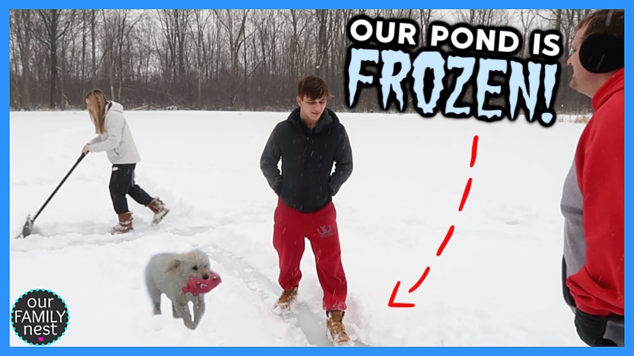 SO SCARY!! WALKING ON OUR FROZEN POND FOR THE 1ST TIME!