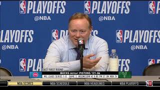 Mike Budenholzer Postgame Interview Bucks Vs Pistons Game 1 2019 Nba Playoffs April 14, 2019