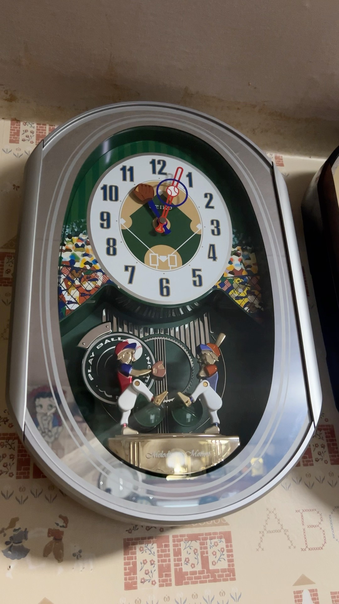 SEIKO QXM256SRH “Baseball Melodies in Motion” Musical Clock - YouTube