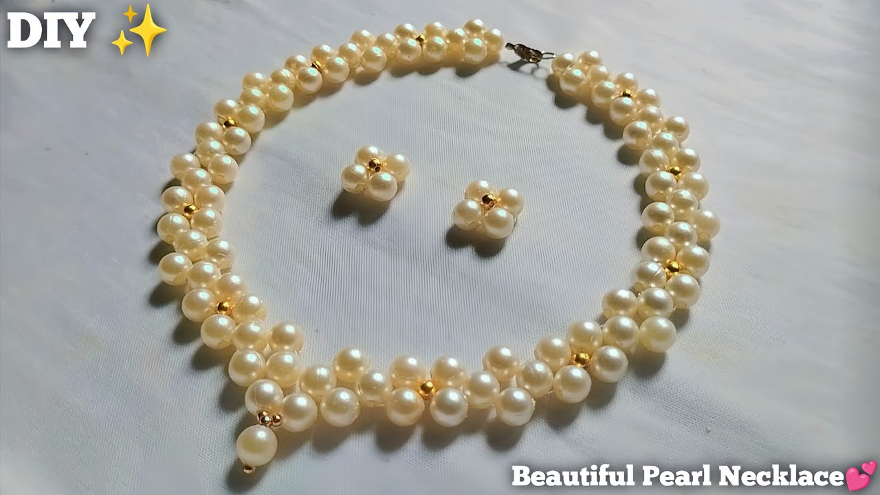 How To Make Pearl Necklace // for beginners // At Home //Necklace ...
