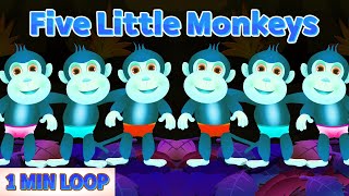1 Min Loop Five Little Monkeys Jumping On The Bed Happy Kids Rhymes Cartoon For Children