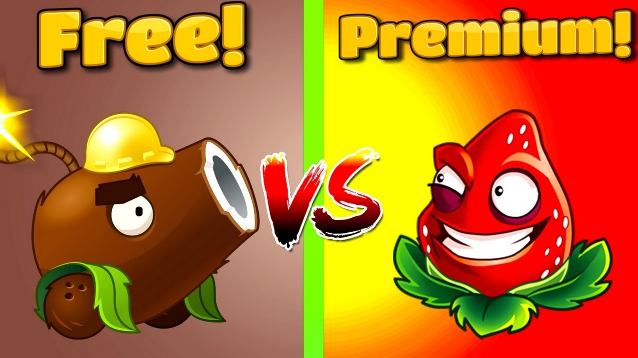 pvz free vs premium plants vs zombies 2 coconut cannon vs strawburst