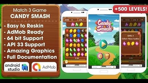 Candy Smash - Match 3 Game Android Studio Project with AdMob Ads + Ready to Publish