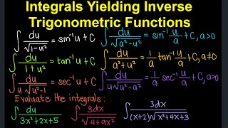 Integrals Yielding Inverse Trigonometric Functions (Tagalog/Filipino Math)