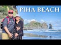 New zealands stunning blacksand surf beach  piha beach  auckland new zealand