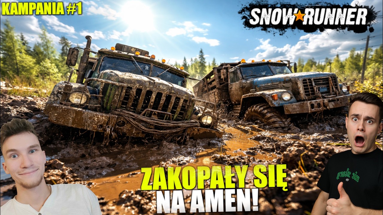 😍CIĘŻARÓWKI UTKNĘŁY W BAGNIE NA AMEN!😂 SKOŃCZYŁO SIĘ NAM PALIWO.. | SnowRunner 