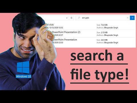 How to search a file type in windows 10