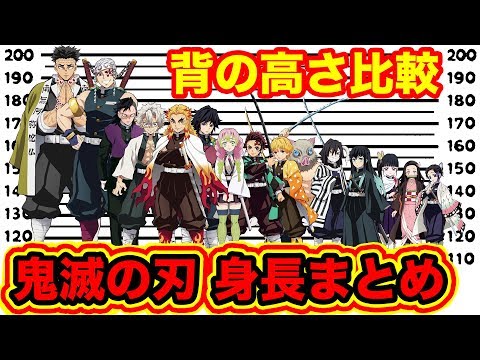 鬼滅の刃 鬼滅の刃キャラ 身長まとめ 鬼殺隊 柱の身長 炭治郎 善逸 伊之助 禰豆子 不死川玄弥 栗花落カナヲの身長比較 きめつのやいば 長さ 13 39 動画ニュース