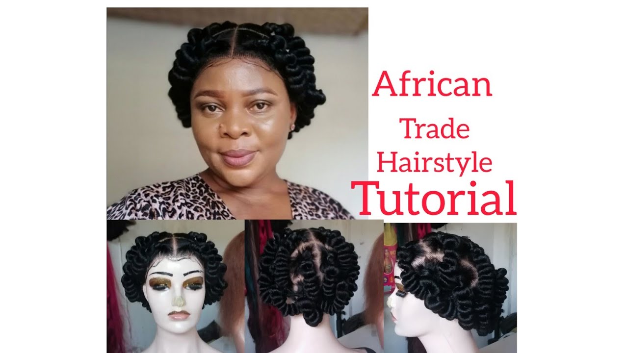 African Threading Hairstyle On A Full Lace Wig Tutorial / DIY With Brazilian Wool 😘
