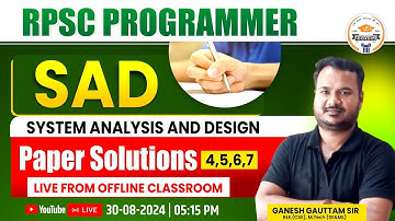 RPSC PROGRAMMER | SAD | Paper Solution (4,5,6,7) | LIVE From Offline Classroom By Ganesh Gautam Sir