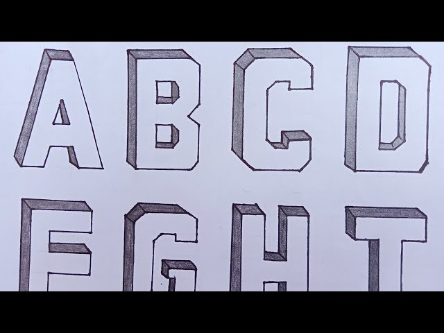 How to Draw Capital latter 'A' to 'Z' in 3D for beginners || 3D