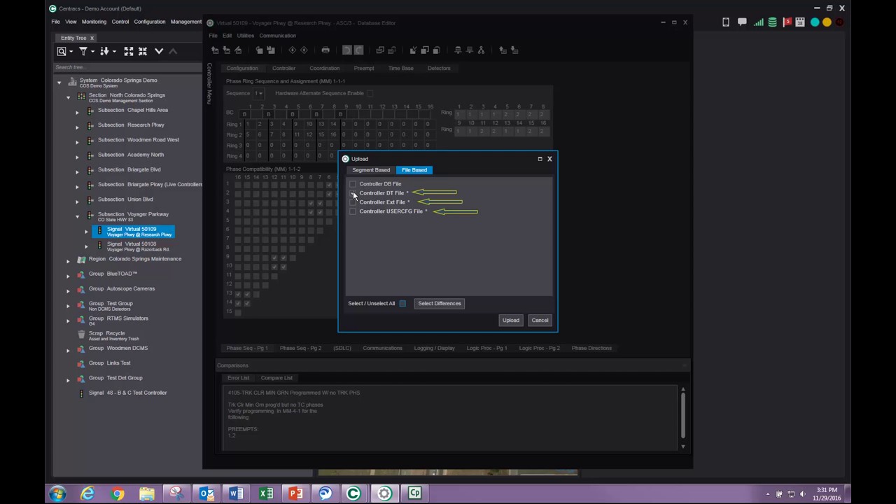 Centracs, Getting Databases from Controllers