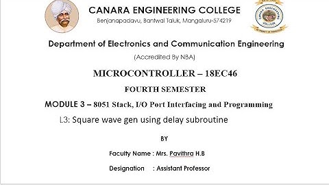 VTU MC 18ec46 M3 L3 squarewavegeneration using delaysubroutines
