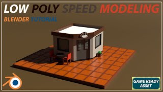 Low Poly Coffee Shop | Blender Speed Modeling Tutorial (Game Ready Asset)