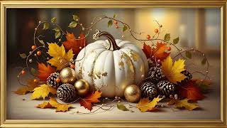 Autumn Still Life with White Pumpkin & Golden Leaves | Frame TV Art 4K Noticias