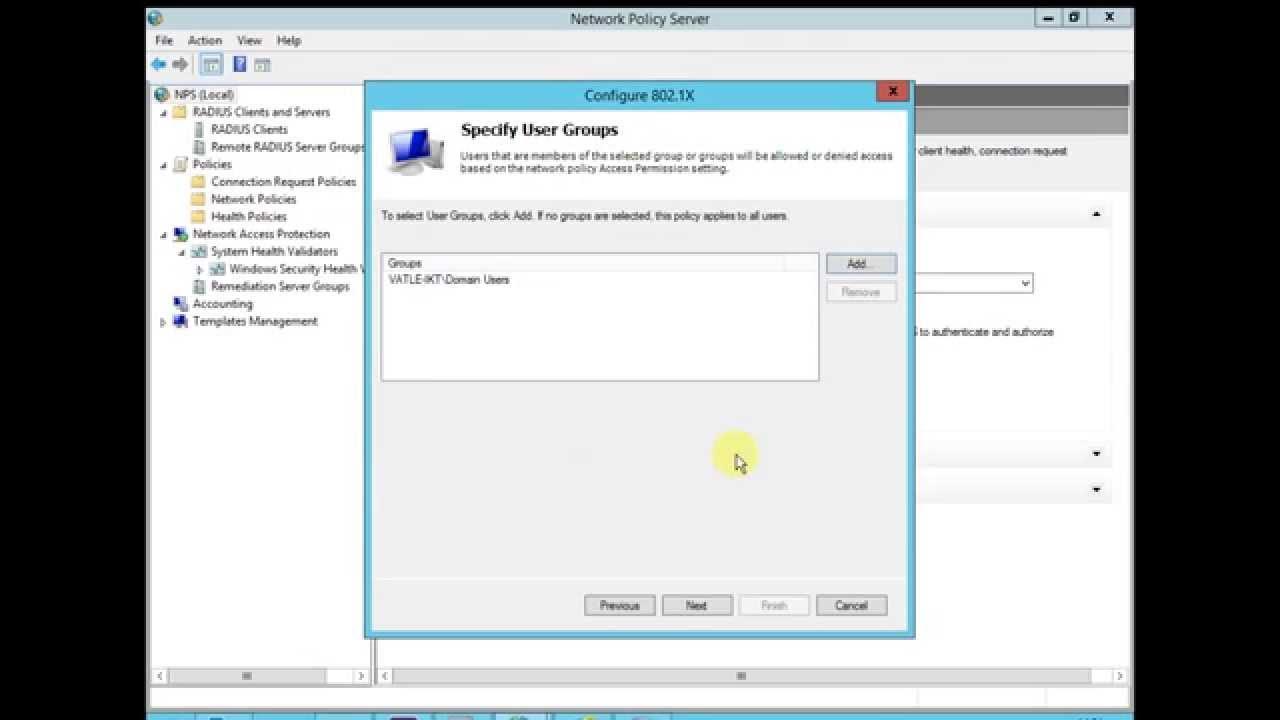 How to configure RADIUS server for Wireless Connections Windows