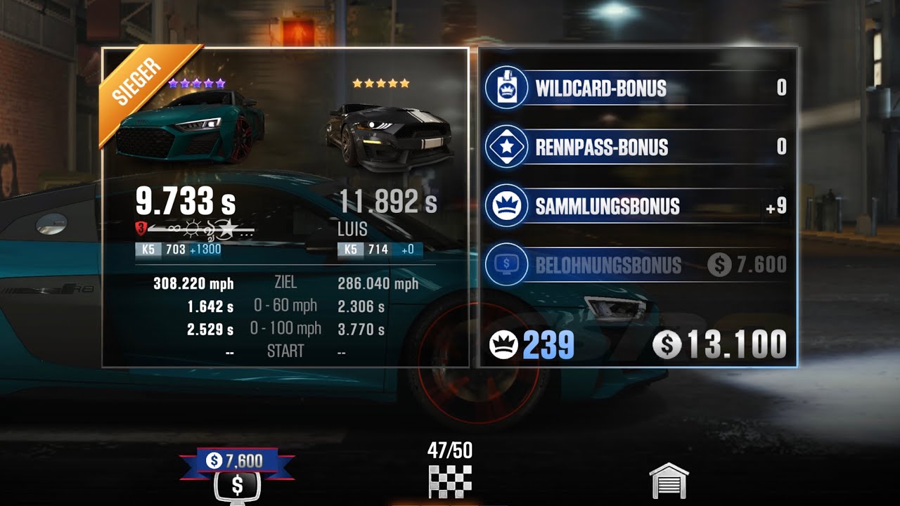 CSR2 Tournament Audi R8 green hell❌Chassis/Body‼️1/2Mile in 9.73