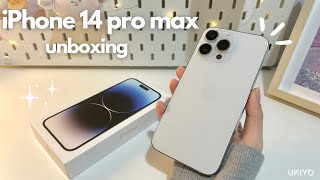 iPhone 14 Pro Max Unboxing 🌷📱 silver 128gb, aesthetic🤍,with lanyard🎀 #iphone14promax #iphone