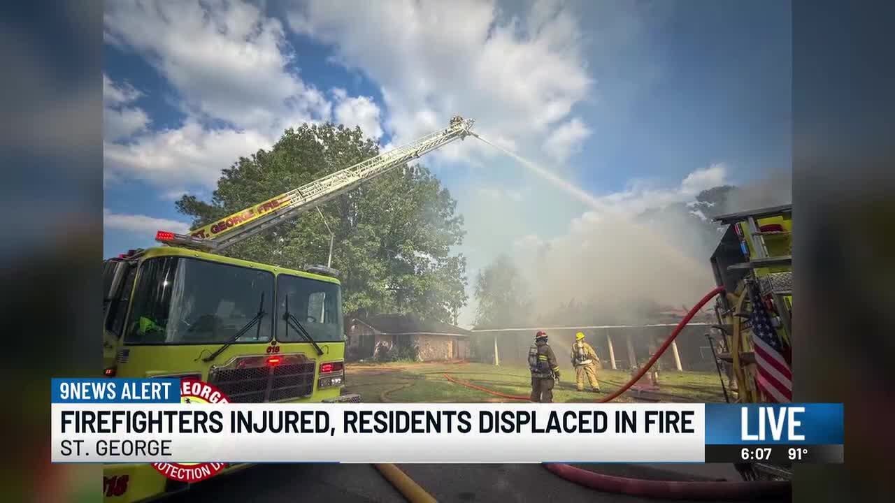 2 firefighters injured, 3 residents displaced following fire - YouTube