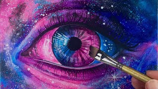 Realistic Eye Galaxy Acrylic Painting