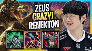 ZEUS CRAZY GAME WITH RENEKTON! - T1 Zeus Plays Renekton TOP vs Jax! | Season 2023