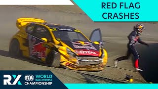 🚩RED FLAG CRASHES🚩World Rallycross crashes, pile ups and roll overs that stopped the race.