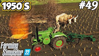 1950'S. Burning branches. Plowing catch crops. Mushroom picking. Feeding the animals. FS 22. Ep 49