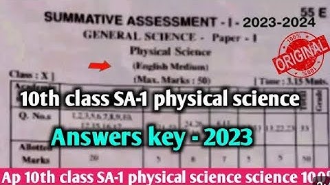 Ap 10th class Sa1 physical science question paper 2023-24 with answers|10th ps&ns sa1 Answer key2023
